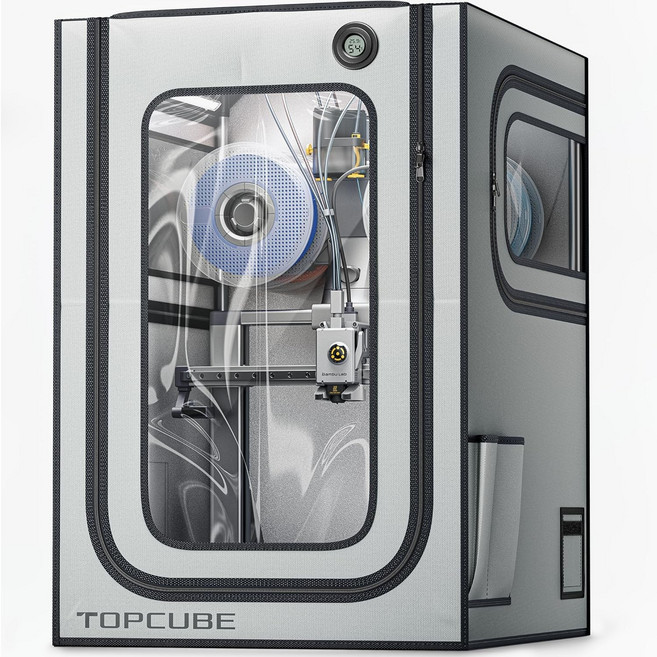 밤부 랩 A1 콤보용 TOPCUBE 3D 프린터 인클로저 AMS 라이트 탑 장착을 위한 LED 조명이 있는 스테인리스 스틸 프레임 내화 방진 소음 감소 일정 온도 커버, For AMS lite
