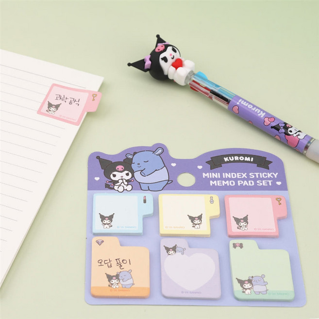 산리오 미니인덱스 점착메모세트 쿠로미, 단품, 단품, 1개