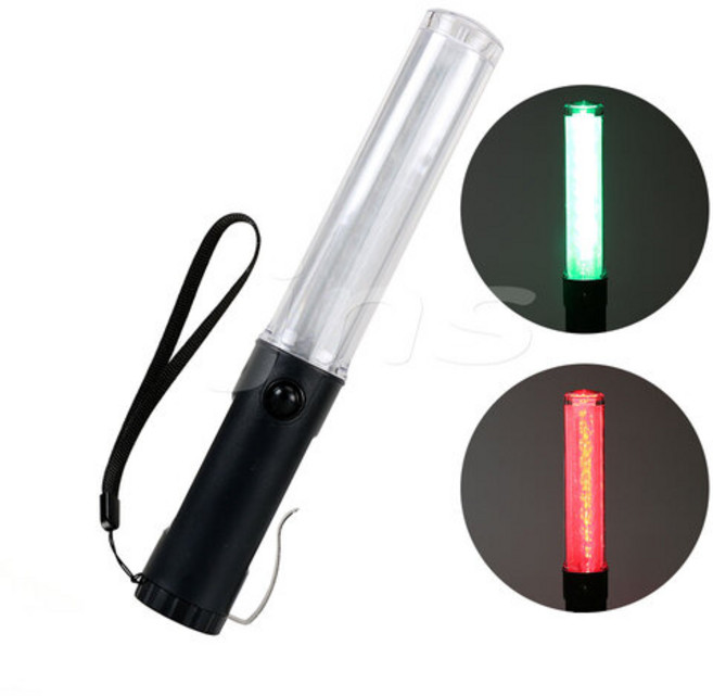 LED경광봉 260mm AA건전지3개용 수신호봉 자석부착 비상손전등 점멸 야간작업용, 02)레드그린260, 1개