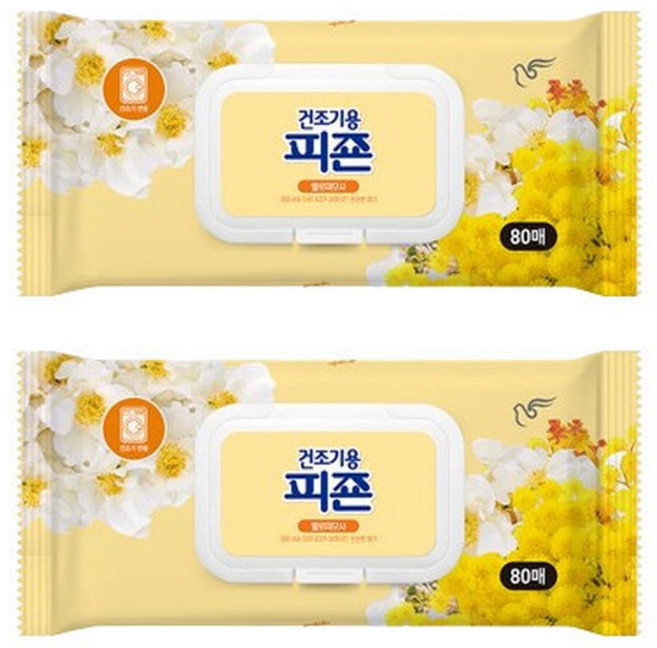 (1+1) 건조기용피죤 오리지널 옐로미모사 80매, 2세트