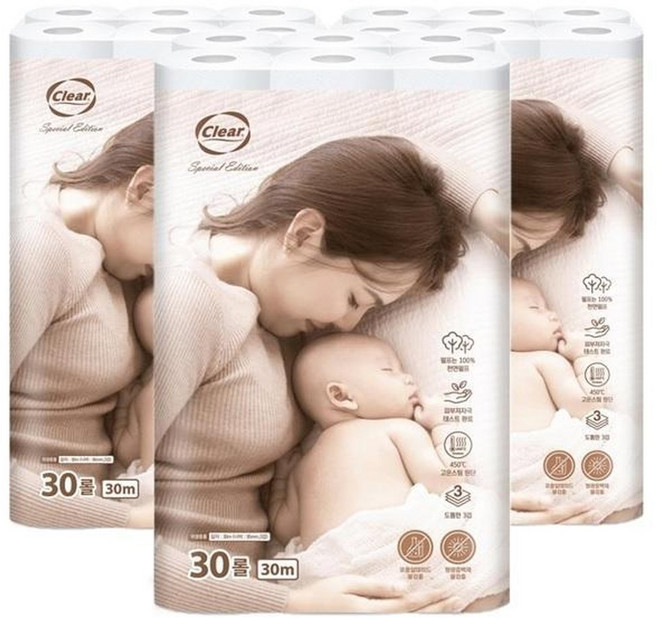 공영홈쇼핑에서만이가격 3겹티슈(30M) 90롤 클리어화장지, 90개, 1롤