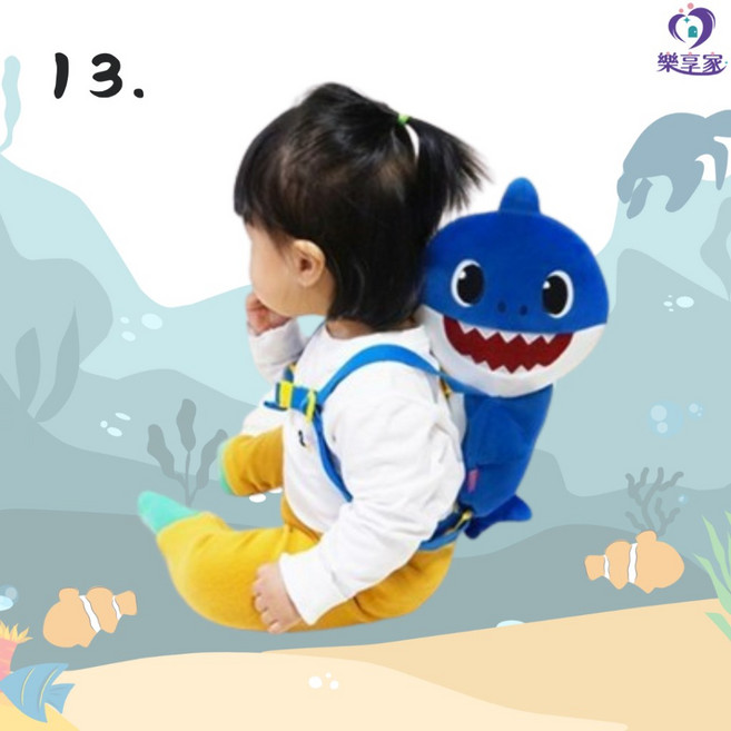 鯊魚寶寶 Baby Shark 兒童雙肩後背包 藍色 鯊魚爸爸 防走失設計