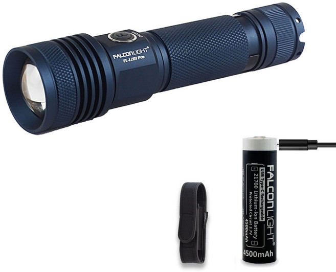팔콘라이트 FL-LZ01PRO USB C 직접충전 고출력 LED손전등 후레쉬, 스틸블루 세트(배터리포함), 1개