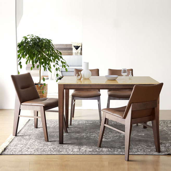 베스트리빙 데미안 빈츠 화강암 대리석 or 포세린 12T 통세라믹 4인용 식탁세트/의자4개/의자2개+벤치의자1개/7colors, 모카, 의자4개, 베이지마블