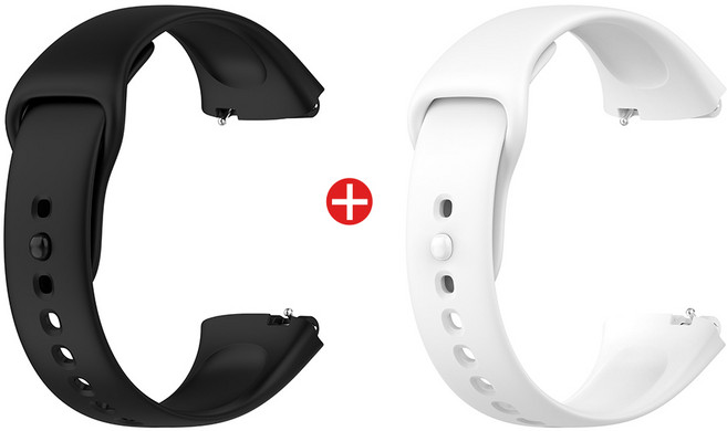 샤오미 레드미 워치3 액티브 호환 실리콘 스트랩 (2개), 블랙+화이트, 1개