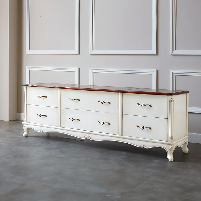 피어젠 토마스 프렌치 엔틱 tv 거실장 화이트