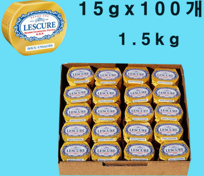 7위 - 프랑스 베스트셀러 레스큐어 무염 포션버터15gX100개 1.5kg, 무염 450g