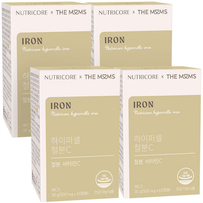 [공식] 뉴트리코어 X 더맘스 하이퍼셀 철분C 임산부 철분 비타민C, 4개, 60정