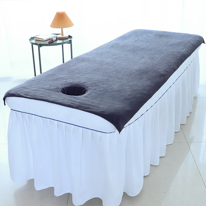 [로이스] 얼굴구멍 있는 마사지베드용 극세사 대형 타올 시트 90x190cm 안마 마사지 스파 도수치료 피부관리실 한의원, 1개, 그레이