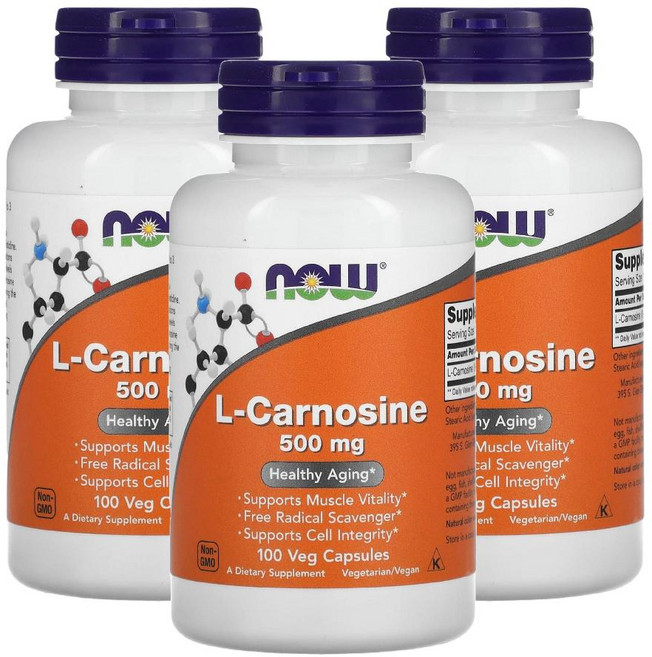 나우푸드 L-카르노신 500mg 베지 캡슐 비건, 100정, 3개