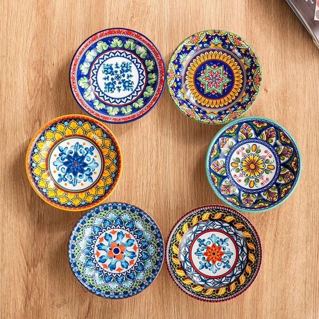 BLOWFISHFUGU 반찬그릇세트 빈티지 반찬 접시 북유럽 북유럽반찬접시 반찬나눔 10CM, 6개, 채색