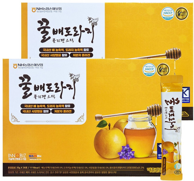 [HACCP인증] 더존건강 꿀배도라지 콜라겐 스틱, 2개