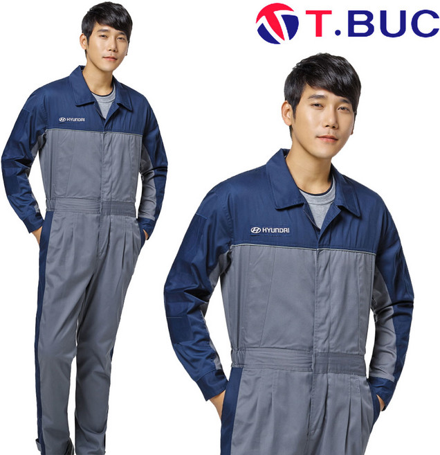 봄 여름 스즈끼복 긴팔 반팔 TB-719 그레이+네이비 M~4XL 현대자동차 정비복 자동차 일체형 작업 복 티뷰크, 1개