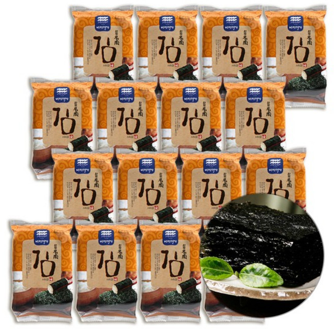 국산 지주식 재래 3단 도시락 구이 김 16봉, 1세트, 상세설명 참조, 1세트