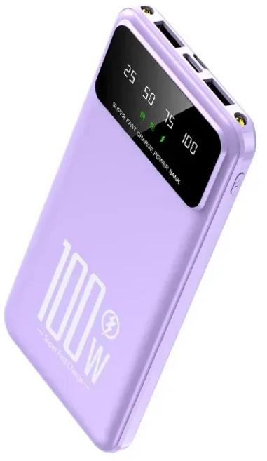 새로운 휴대용 100W 초고속 충전 보조베터리 30000mAh 대용량 iPhone Xiaomi Huawei 용 LED Ligh 디지털, 04 PUPRLE, 02 10000mAh