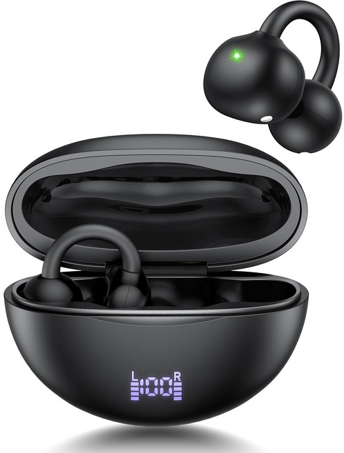 YINTEE 블루투스 이어폰 오픈형 클립형 무선 불루투스 이어폰 c타입, 블랙, S9