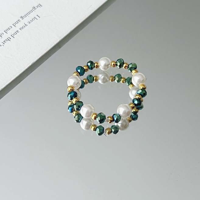 SpecialLife 2025 원석 진주 레이어드 비즈반지