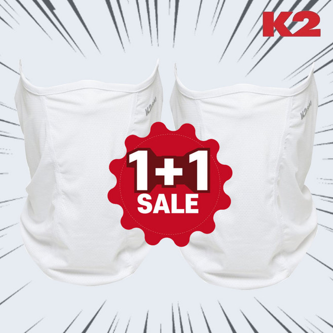 케이투 얼굴햇빛가리개 1+1 K2 자외선차단마스크 햇빛차단복면 하이크 넥스카프 귀걸이형, 케이투-하이크넥스카프, 화이트+화이트, 1개