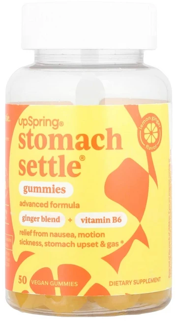 UpSpring Stomach Settle® 구미젤리 레몬 생강 비건 구미젤리 50개, 1개 - 쿠팡