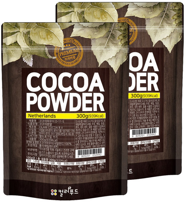 컬러푸드 옐로우라벨 코코아파우더, 2개, 1개입, 300g