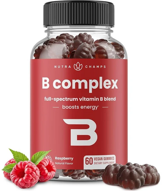 NutraChamps 비타민 B 복합체 젤리 비타민 B 젤리 에너지 향상 B 복합 비타민 B1 B2 (리보플라빈) B3 (니아신) B5 B6 B7 (비오틴) B, NutraChamps 비타민 B 복합체 젤리, 비타민, 1개 - 쿠팡