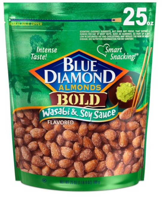 블루 다이아몬드 아몬드 하바네로 BBQ 풍미 스낵 너트 25온스 재봉인 가능 백(1팩) 124274, 1개