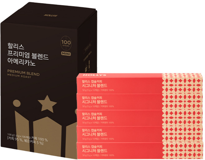 [할리스] 프리미엄 블렌드 아메리카노 100T + 캡슐커피 시그니처 50캡슐, 1g, 1개, 100개입