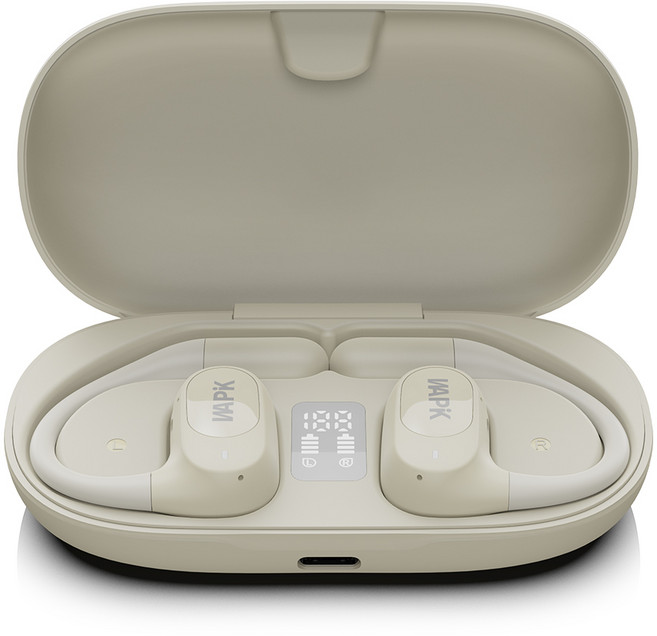 와피크 오픈형 블루투스 무선이어폰 RS3 귀걸이형 HI-FI 5.4 ACC ENC 노이즈캔슬링, 아이보리