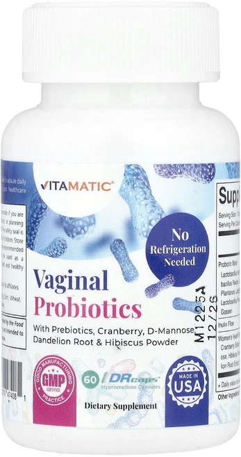 Vitamatic 질 프로바이오틱 Drcaps® 하이프로멜로오스 캡슐 60정 Vitamatic (바이타매틱), Vitamatic, 질 프로바이오틱, Drcaps®, 1개 - 쿠팡