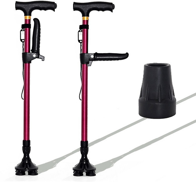 안전인증적합 세레누스 네발 지팡이 어르신, 1개, 핑크