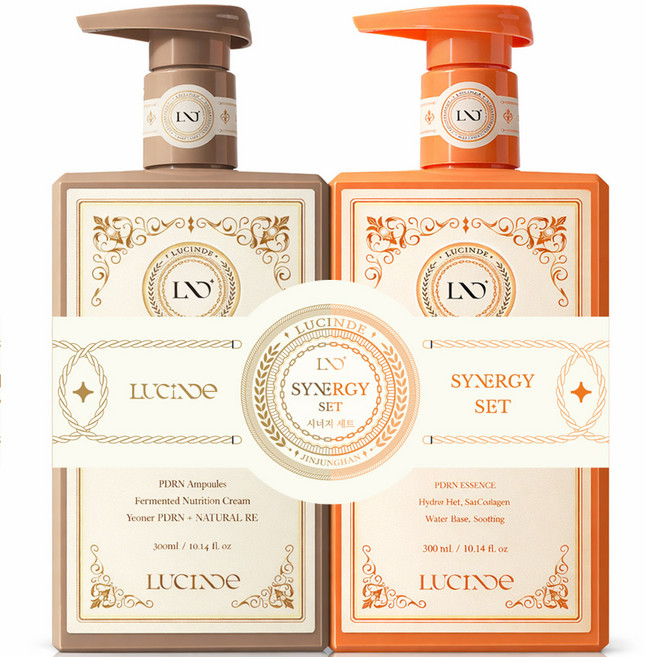 뤼산드 PDRN 연어발효 앰플크림 300ml 1개 + 소몽 에센젤 300ml 1개 시너지 반반 로션 세트