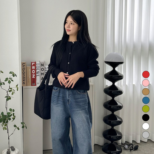 디테일웨어 여성 데일리 니트 가디건 간절기 부드러운 비스코스 소재 8컬러 단정한 여자니트 베이직 기본 긴팔 가디건