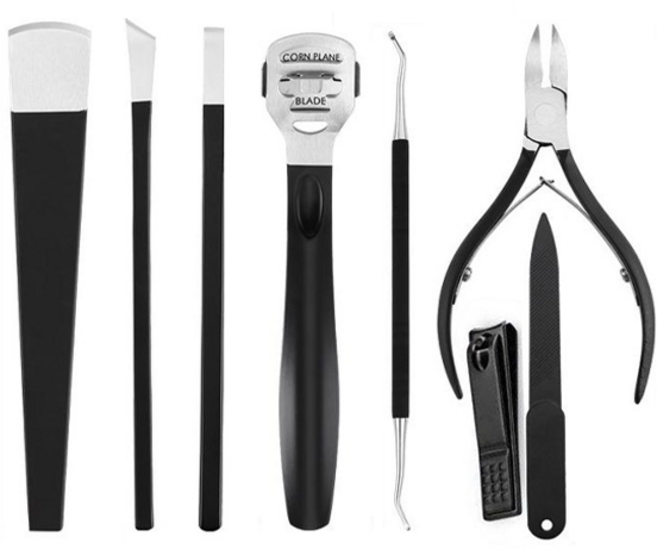 플라카 페디큐어 나이프 8종세트, 블랙, 1개