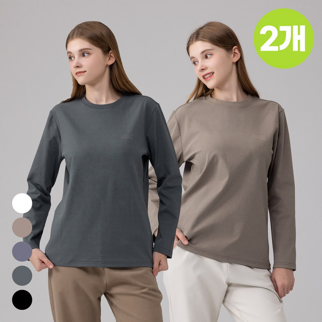 에버라스트 1+1 여성 레귤러핏 긴팔 티셔츠 기본티