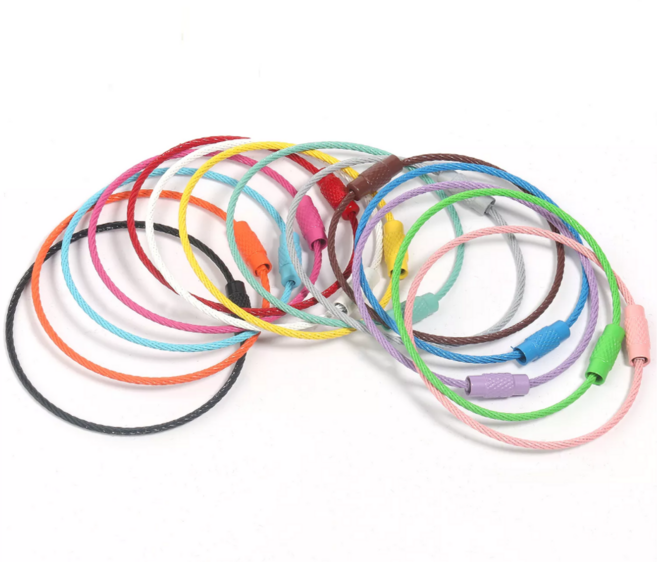 공작공예 컬러 와이어 키링 링고리 아일렛열쇠고리 색상랜덤(1봉지5개), 랜덤, 1세트