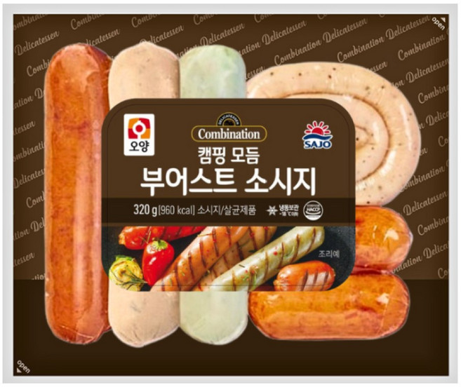 [보금푸드] 사조오양 캠핑 모듬 부어스트 소시지 320g, 10개