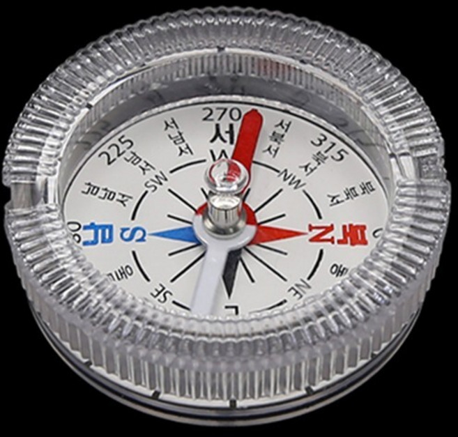 유니온 사이언스 4cm 한글방위 투명 나침반 자석 전기실험 초등과학 방과후 지구장 놀이 북극 수업 학습 물리 기자재 축