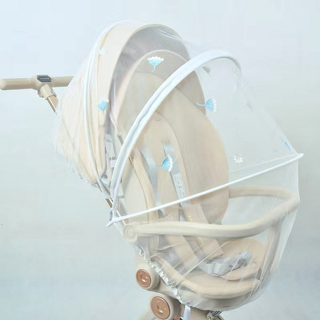 명신 키키 망사 자수 디럭스 휴대용 유모차 모기장, 1개, 민들레