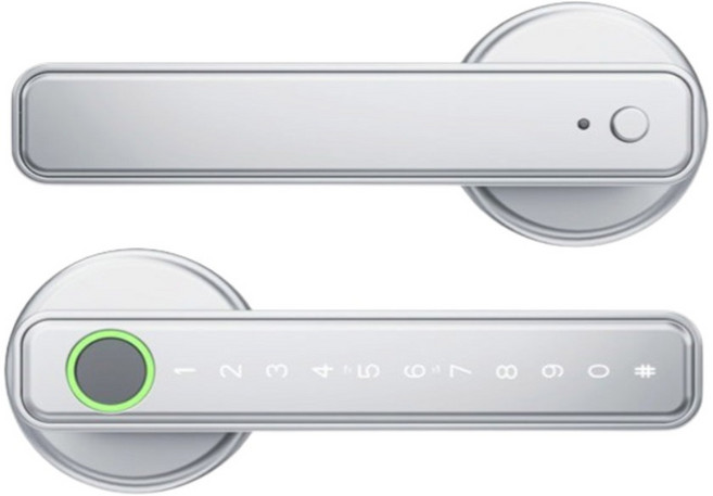 超能玩工 五合一智能門把鎖 指紋密碼電子鎖 智慧門鎖 銀色, 銀色款, 銀色款