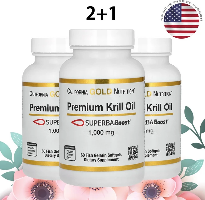 CGN 프리미엄 크릴오일 오메가3 1000mg 60소프트젤 3개 아스타잔틴 KrillOil, 60정 - 쿠팡