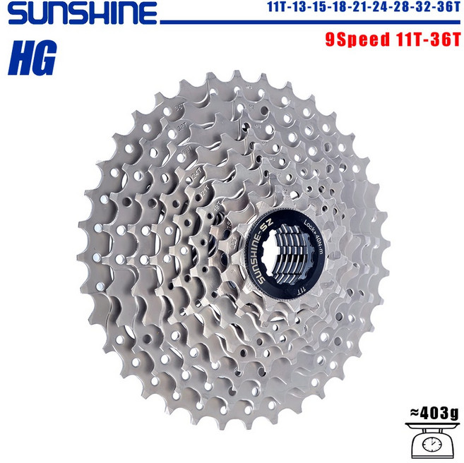 SUNSHINE 자전거 카세트 스프로킷 12 36T 42T 구조 휠 40T 46T 9 32 52T 8 10 프리휠 HG 50T 11 스피드, [10]9 Speed 11T-36T, 1개