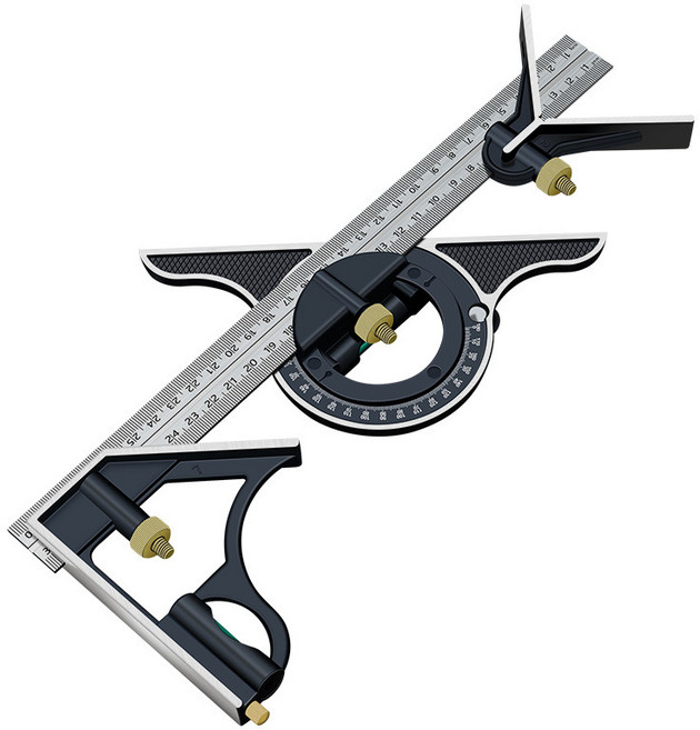 공구PXJ 다용도 콤비네이션 각도자 수평이동직각자 삼각자 45도 자, 1개