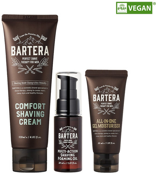 바르테라 남자 쉐이빙 면도크림 세트 +쉐이빙폼오일 30ml+남자로션 30ml, 1세트
