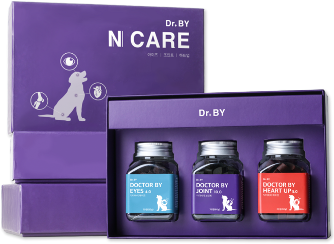 닥터바이 N케어 강아지 관절 심장 눈 눈물 영양제 선물세트, 70정, 종합영양제, 1세트