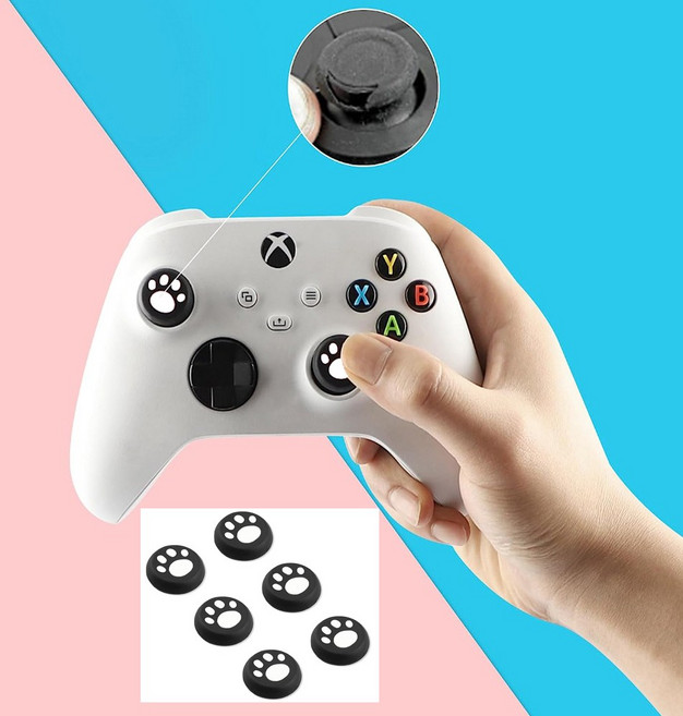 XBOX Series S / X / XBOX ONE 3세대 4세대 엘리트1 엘리트2 패드 전용 고양이발바닥 스틱커버, XBOX 전용 고양이발바닥 스틱커버-화이트블랙, 1개