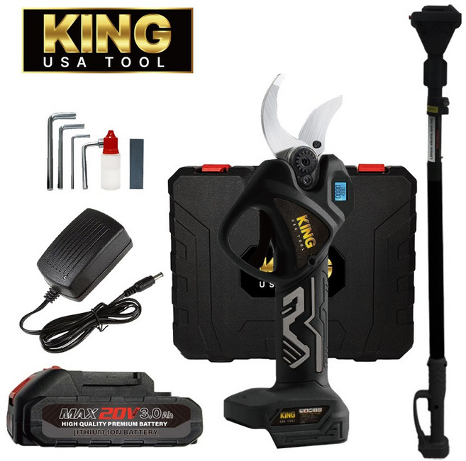 [KING] 킹 충전전지가위 40MM 전동가위세트 (3.0Ah배터리 충전기포함) 무선 원예 전정 적과 가지치기 JDU3218P, 1세트