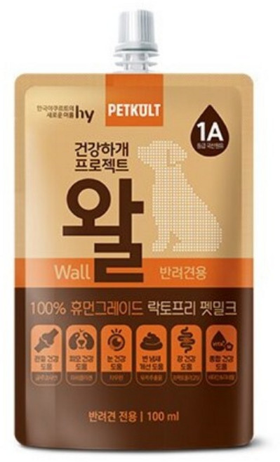 펫쿠르트 강아지 건강하개 프로젝트 왈 펫밀크, 관절+장건강, 100ml, 10개