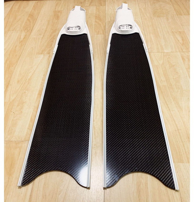 【小島生活】碳纖維長蛙鞋 自由潛水, 白色,歐規 41-42