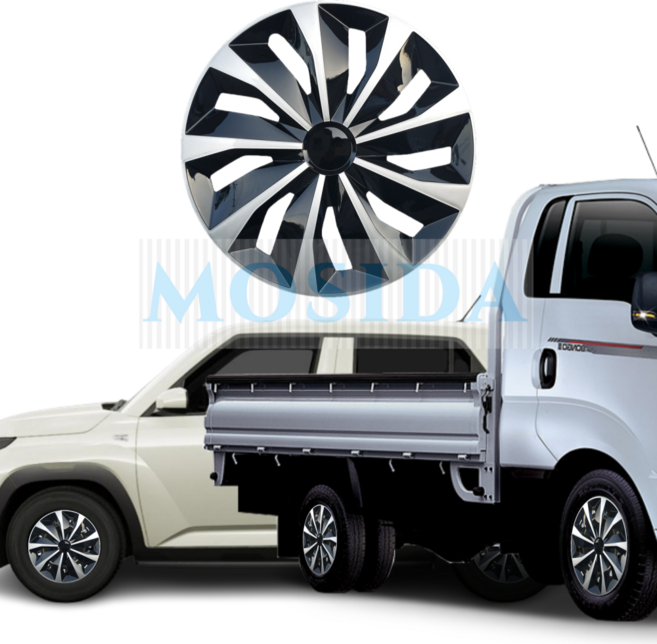 MOSIDA 15-12인치 휠커버 캐스퍼 포터2 봉고3 휠커버 셋트 타이어 휠캡 카라반 밴, 25. 12인치 TT 실버/블랙, 1개