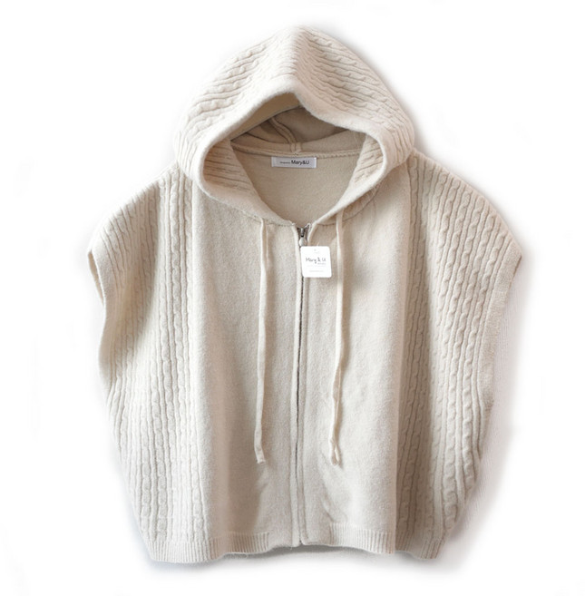 메리앤유 숄망토 스타일 후드니트 조끼 베스트 빅사이즈